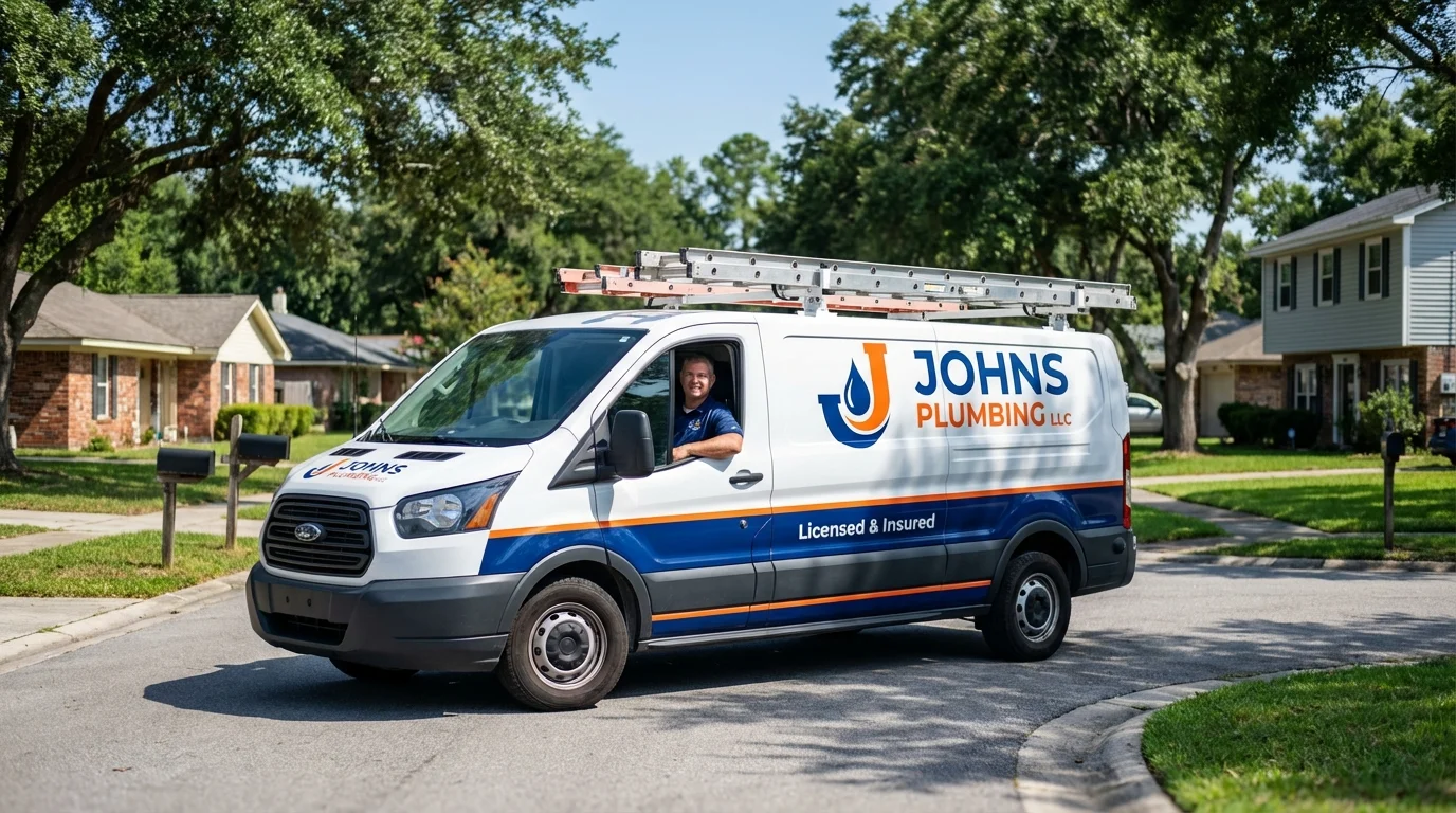 Johns Plumbing LLC service van in Union City, GA