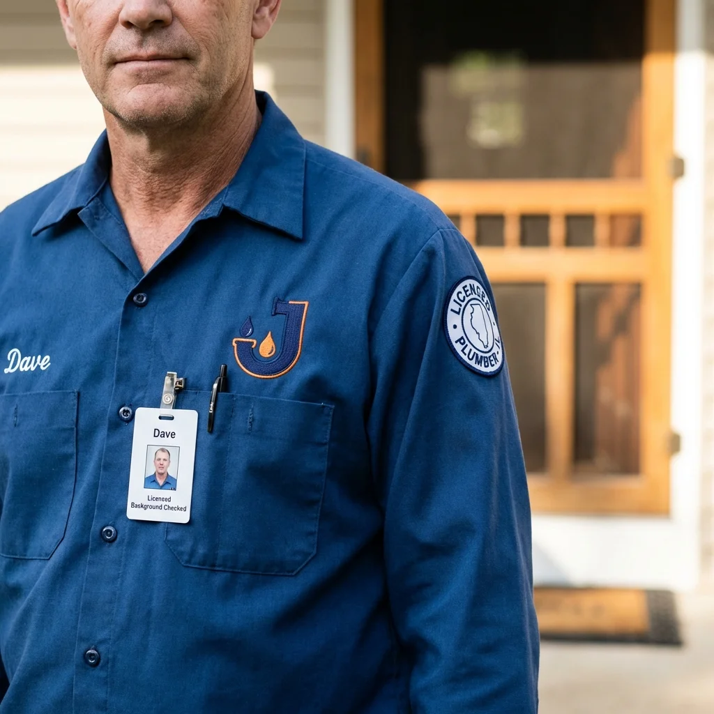 Licensed plumber showing ID badge in Union City, GA
